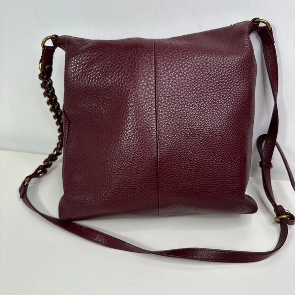 Elliott Lucca Gwen Crossbody Bag Pebbled Leather Burgundy Cabernet Purse - Picture 7 of 15